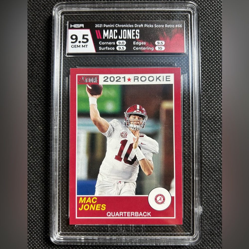 Mac Jones 2021 Panini Chronicles Score Rookie Card #66 HGA 9.5 Gem Mint Patriots